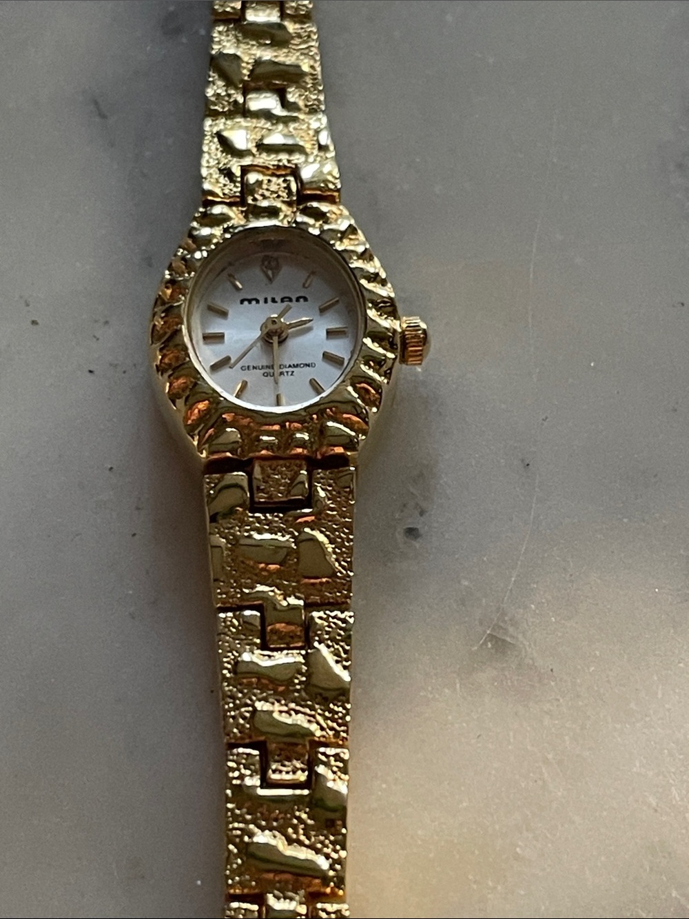 EUC Milan Gold -Tone Women's Bracelet Watch - Elegant Link Design Needs Battery